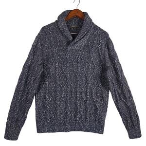 Banana Republic Navy Pullover Sweater Men’s LG Cable Knit Textured Cotton/Yak